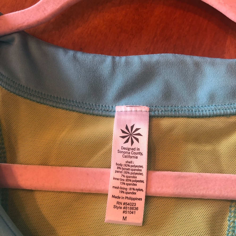 Woman’s Athleta Support Racerback Top, Aqua Blue, Medium - Picture 6 of 7